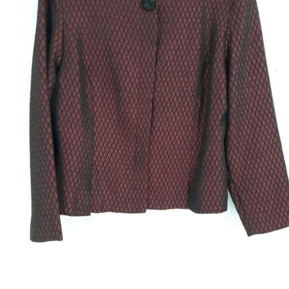 80's Oxblood Goth Blazer Sz L  Maroon Metallic Diamond Brocade‎ Embroidered - Picture 5 of 11
